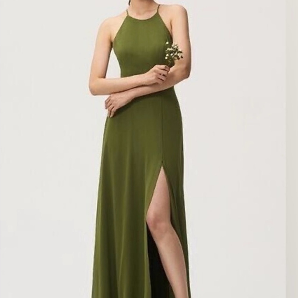 Jenny Yoo Collection Kayla Dress Kiwi Green Chiffon Gown Maxi Dress